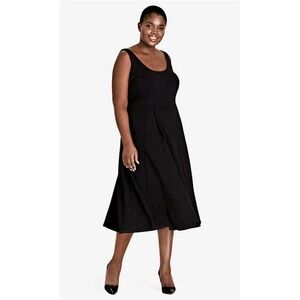 City Chic Size 22 Womens Fit & Flare Sleeveless Midi Dress In Black